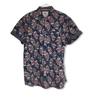 MBX Mens Blue XL Denim Wear Paisley Shirt